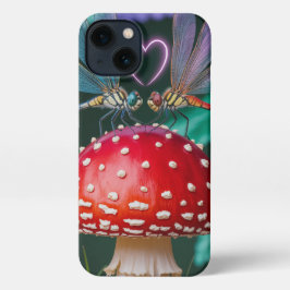 Cute Dragonflies on a Mushroom -  iPhone 13 Hoesje