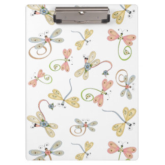 Cute Dragonflies Roze Geel Blauw Klembord