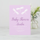 Cute Dragonflies Violet Baby shower Invitation Kaart (Staand voorkant)