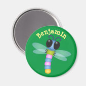 Cute dragonfly cartoon illustratie magneet (Voorkant / Achterkant)