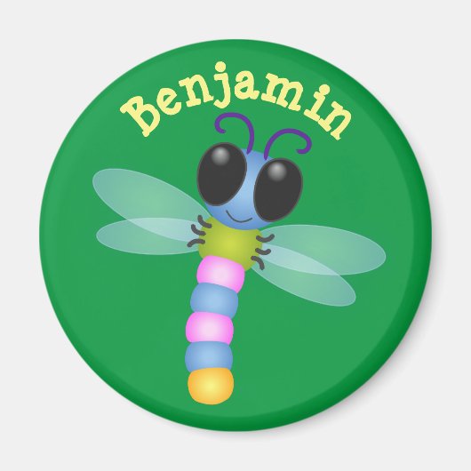 Cute dragonfly cartoon illustratie magneet (Voorkant)