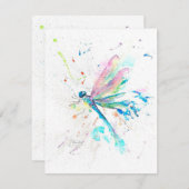 Cute Dragonfly Colorful | kerstcadeau Kaart (Voorkant / Achterkant)