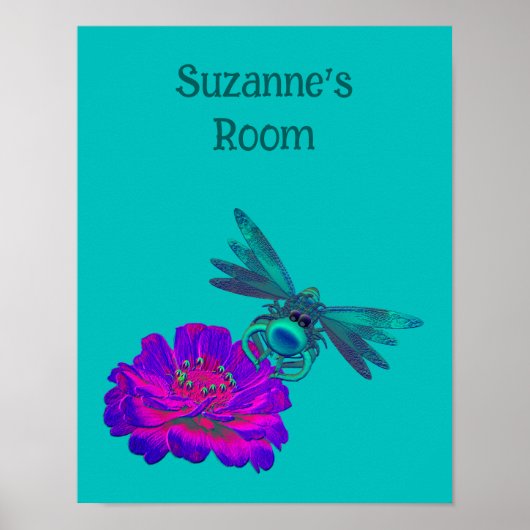 Cute Dragonfly Kids Room Personalized  Poster (Voorkant)