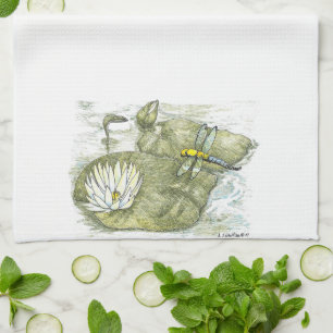 Cute Dragonfly & Lilly Pad Kitchen Cloth Theedoek
