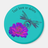 Cute Dragonfly On Flower Personalized Magneet (Voorkant)