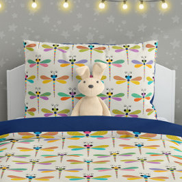 Cute Dragonfly Pattern on Cream Kussensloop