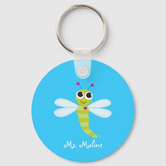 Cute Dragonfly Sleutelhanger - Gepersonaliseerd (Voorkant)
