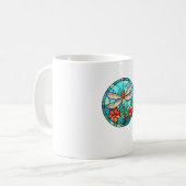 Cute Dragonfly Stained Glass Floral Dragon Fly Lov Koffiemok (Voorkant links)