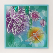 Cute Dragonfly  Summer Modern Floral Art Legpuzzel (Horizontaal)