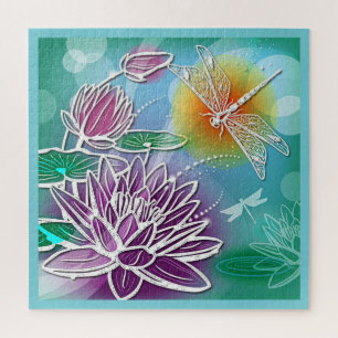 Cute Dragonfly  Summer Modern Floral Art Legpuzzel