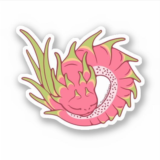 Cute Dragonfruit Dragon Sweet Sleeping Baby Sticker (Voorkant)