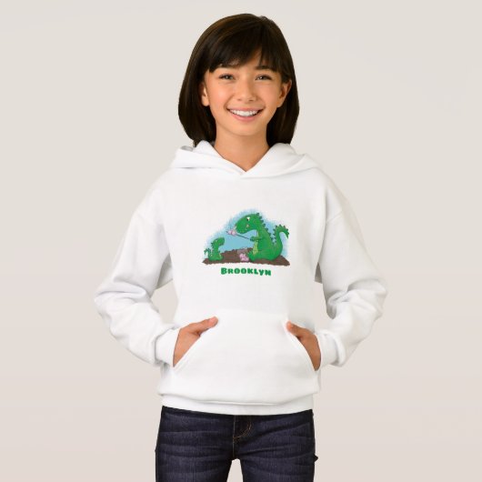 Cute dragons roasting marshmallows cartoon (Voorkant volledig)