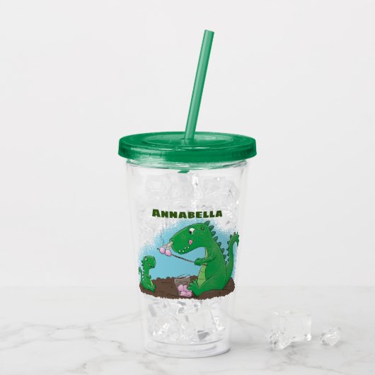 Cute dragons roasting marshmallows cartoon acryl drinkbeker (Achterkant ijs)