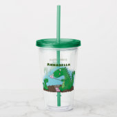 Cute dragons roasting marshmallows cartoon acryl drinkbeker (Voorkant)