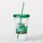 Cute dragons roasting marshmallows cartoon acryl drinkbeker (Achterkant)