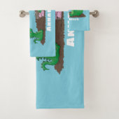 Cute dragons roasting marshmallows cartoon bad handdoek (Insitu)