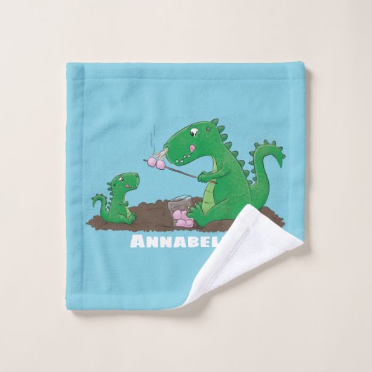 Cute dragons roasting marshmallows cartoon bad handdoek (Wasdoekje)