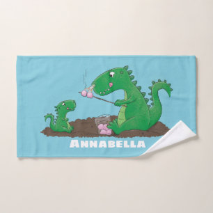 Cute dragons roasting marshmallows cartoon bad handdoek