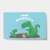 Cute dragons roasting marshmallows cartoon badge (Achterkant)