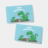 Cute dragons roasting marshmallows cartoon badge (Voor- en achterkant)