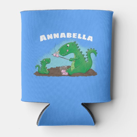 Cute dragons roasting marshmallows cartoon blikjeskoeler (Voorkant)