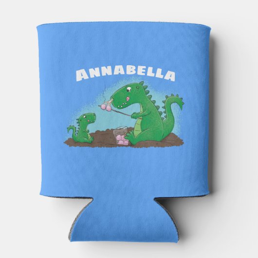 Cute dragons roasting marshmallows cartoon blikjeskoeler (Achterkant)