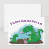 Cute dragons roasting marshmallows cartoon briefkaart (Voorkant / Achterkant)