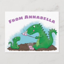 Cute dragons roasting marshmallows cartoon briefkaart