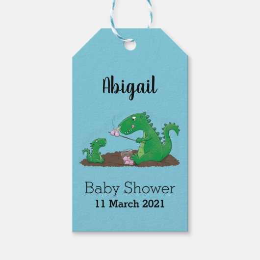Cute dragons roasting marshmallows cartoon cadeaulabel (Voorkant)