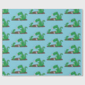 Cute dragons roasting marshmallows cartoon cadeaupapier (Vlak)