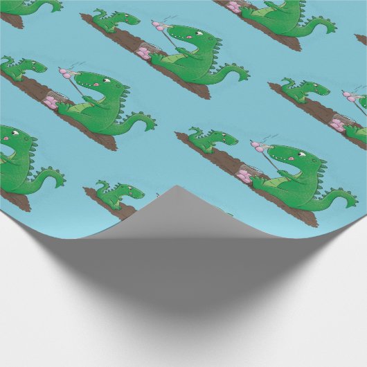 Cute dragons roasting marshmallows cartoon cadeaupapier (Hoek)