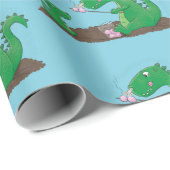 Cute dragons roasting marshmallows cartoon cadeaupapier (Rol Hoek)