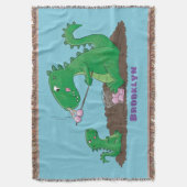 Cute dragons roasting marshmallows cartoon deken (Voorkant Verticaal)