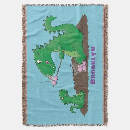 Cute dragons roasting marshmallows cartoon deken (Voorkant Verticaal)