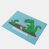 Cute dragons roasting marshmallows cartoon deurmat (Schuin)