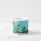 Cute dragons roasting marshmallows cartoon espresso kop (Voorkant)