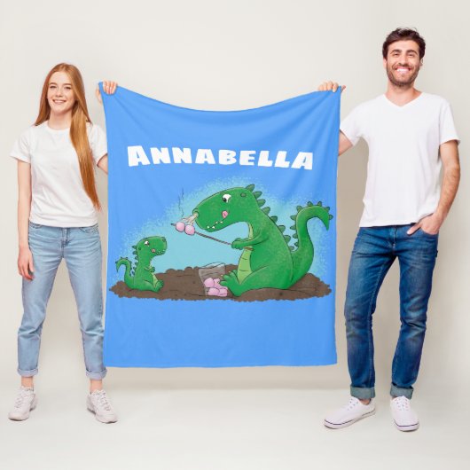Cute dragons roasting marshmallows cartoon fleece deken (In situ)