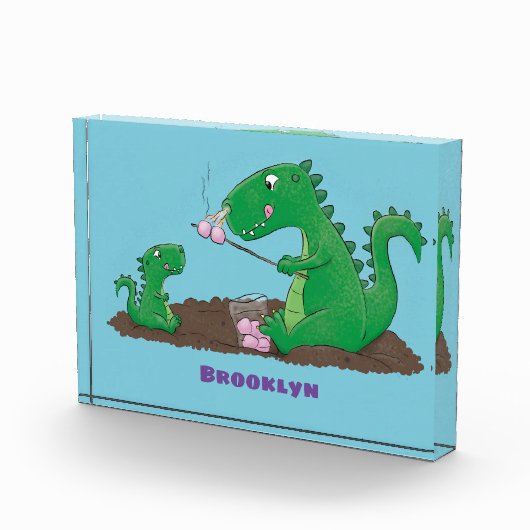 Cute dragons roasting marshmallows cartoon fotoblokken (Rechts)