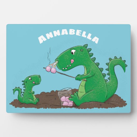 Cute dragons roasting marshmallows cartoon fotoplaat (voorkant)