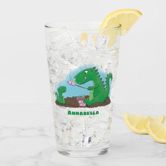 Cute dragons roasting marshmallows cartoon glas (Achterkant ijs)