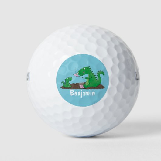 Cute dragons roasting marshmallows cartoon golfballen (Voorkant)