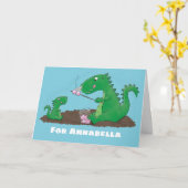 Cute dragons roasting marshmallows cartoon kaart (Gele Bloem)