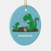 Cute dragons roasting marshmallows cartoon keramisch ornament (Rechts)