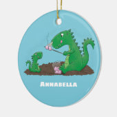 Cute dragons roasting marshmallows cartoon keramisch ornament (Links)