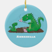 Cute dragons roasting marshmallows cartoon keramisch ornament (Achterkant)