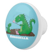 Cute dragons roasting marshmallows cartoon keramische knop (Rechts)