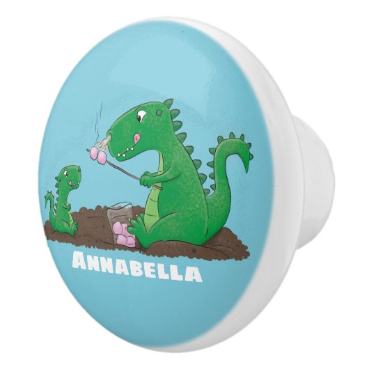 Cute dragons roasting marshmallows cartoon keramische knop (Rechts)