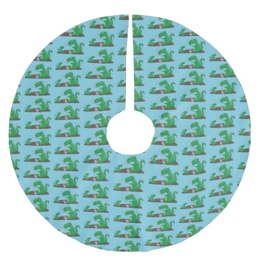 Cute dragons roasting marshmallows cartoon kerstboom rok (Voorkant)