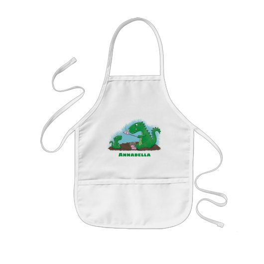 Cute dragons roasting marshmallows cartoon kinder schort (Voorkant)