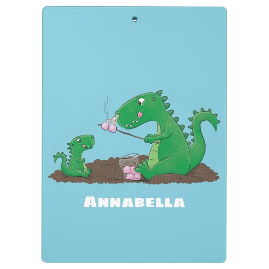 Cute dragons roasting marshmallows cartoon klembord (Achterkant)